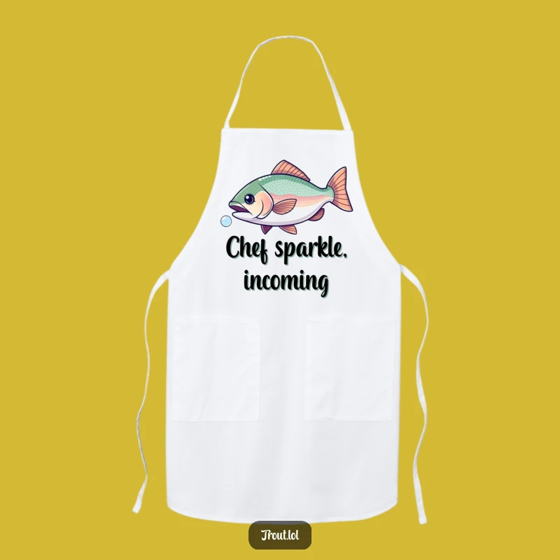 Funny Sparkling Trout Bubble Chase Apron - Chef's Kiss of Humor & Funny Gift!