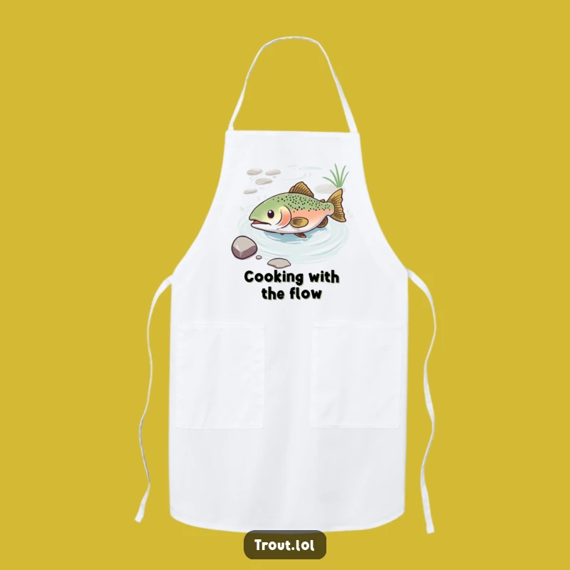 Funny Blissful Trout Apron: Cook with Serene Flow!