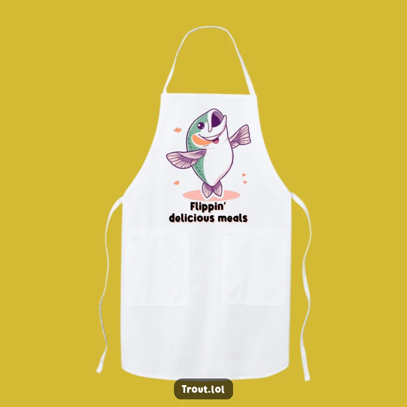 Funny Trout Flip Apron: Hilarious Kitchen Wear for the Celebratory Angler Chef Gift