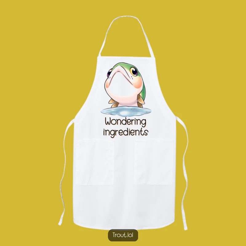 Funny Curious Trout Apron: Wide Eyes Gazing Upward - Kitchen Contemplation