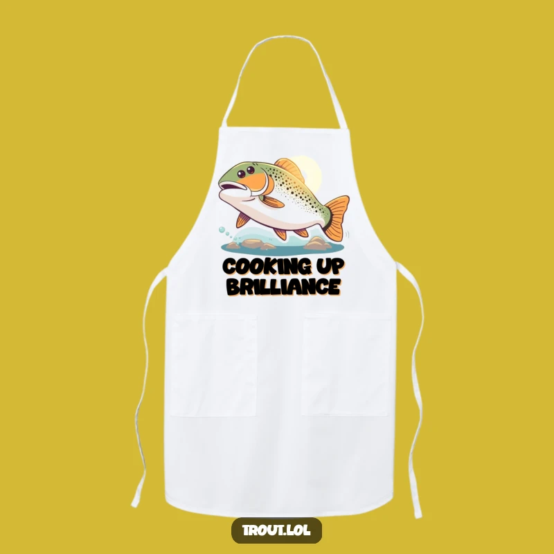Funny Determined Trout Apron: Cook with Focus and Aquatic Spirit!