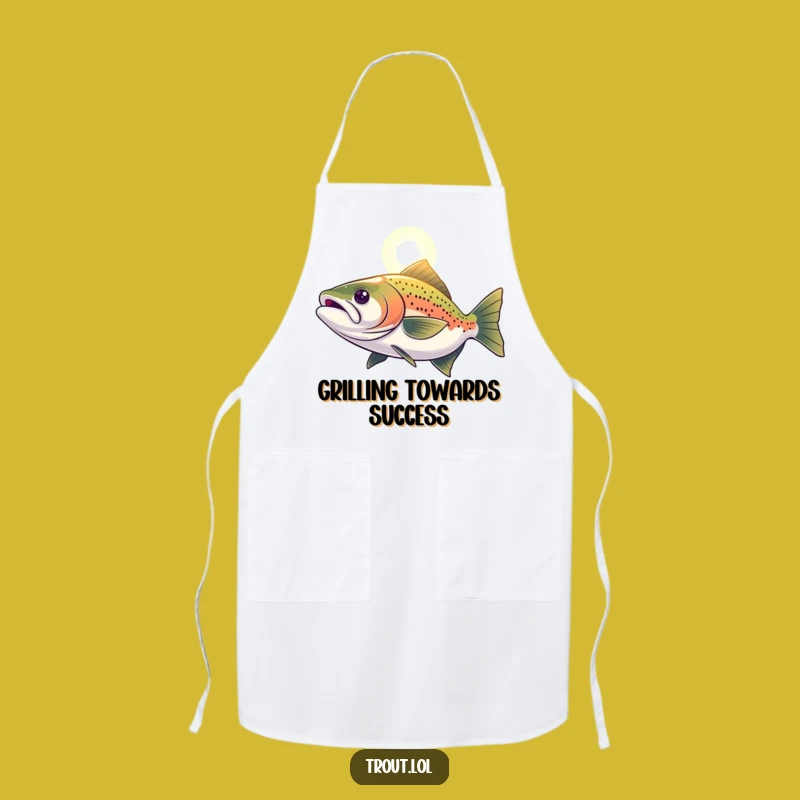 Funny Determined Trout Apron: Cook with Purpose, Hopeful Fish, Perfect Funny Gift