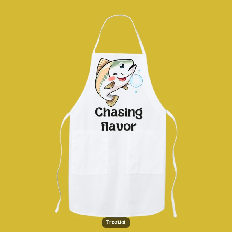 Funny Grinning Trout Apron: Chasing Bubble Fun - Kitchen Playfulness