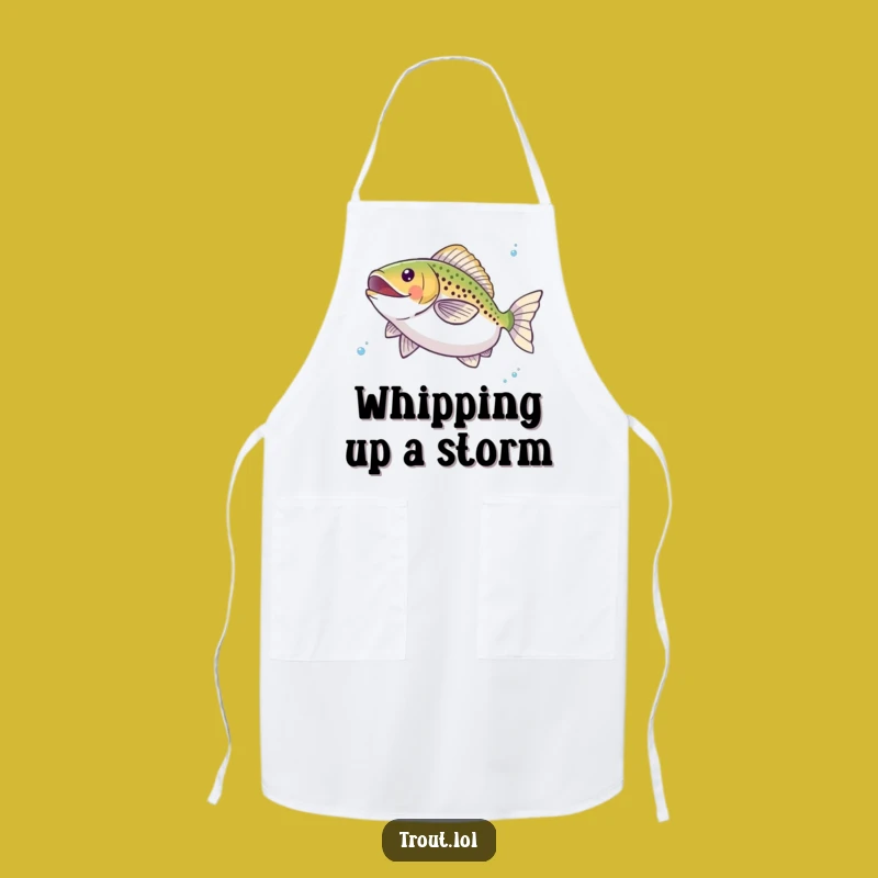 Funny Happy Trout Twirl Apron - Cook with Joy and Aquatic Flair