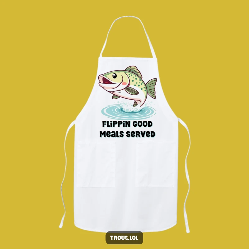 Funny Kawaii Trout Leap Apron: Cook with Aquatic Joy and Humor