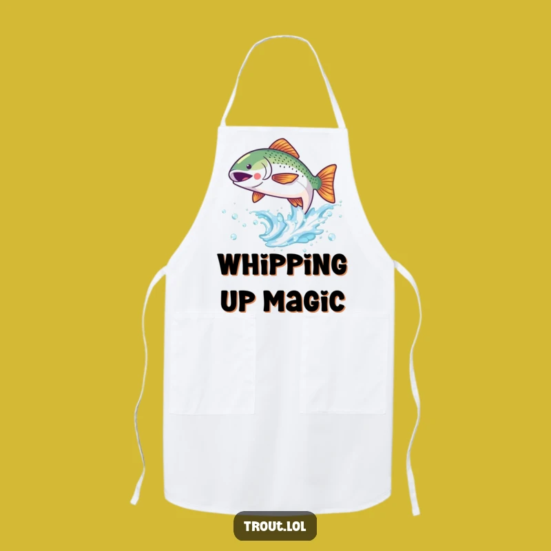 Funny Kawaii Trout Wave Apron - Kitchen Fish Gift