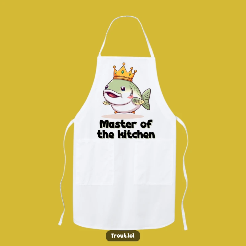 Funny Regal Trout Crown Apron - Kitchen King Gift