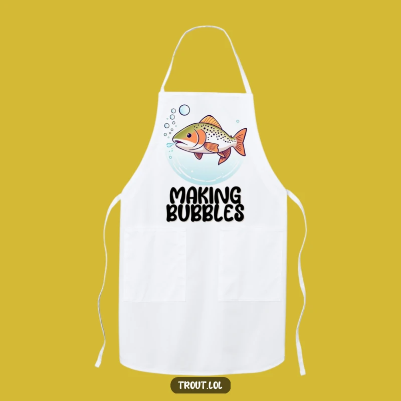 Funny Trout Bubbles Apron: Underwater Fish Blowing Rings - Kitchen Fun