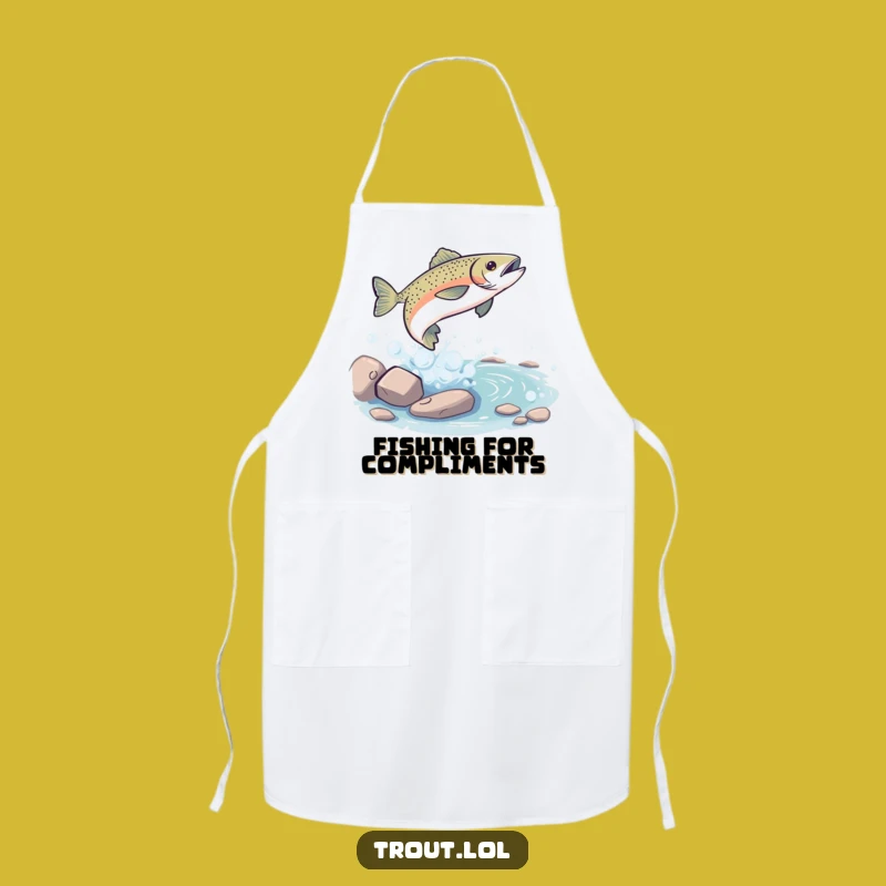 Funny Trout Leap Apron: Playful Stream Kitchen Wear, Humorous Gift for Cooks
