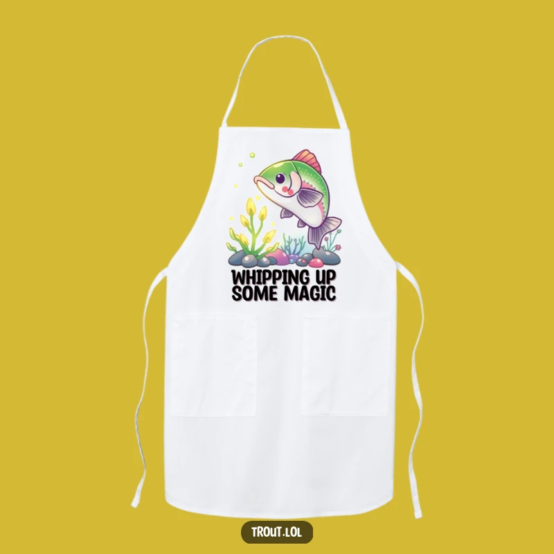 Funny Trout Reaching for Plant Apron: Cook with Underwater Comedy Gift