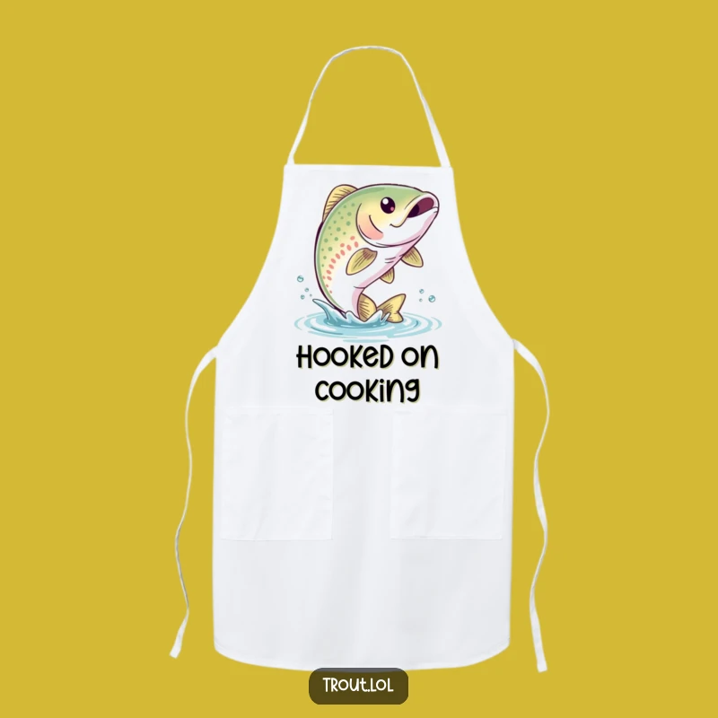 Funny Trout Leap Apron: Splashy Kitchen Wear for Hilariously Fun Fishing Feasts