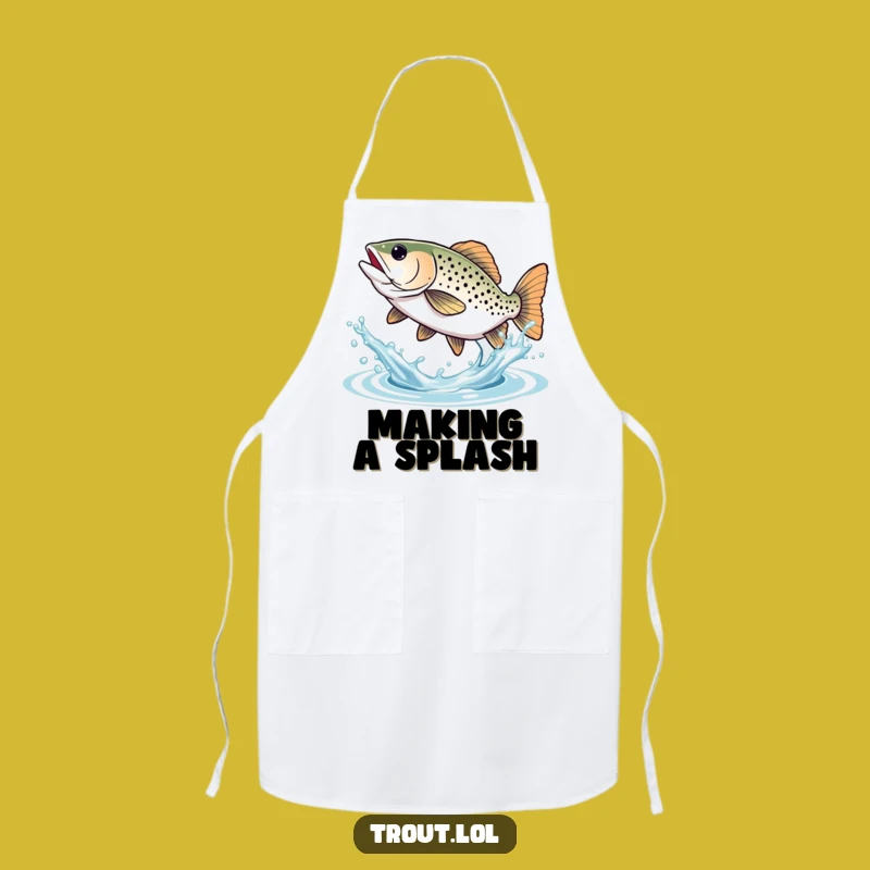 Funny Trout Splash Apron: Joyful Kitchen Helper with Fish Tail Fun, Great Funny Gift