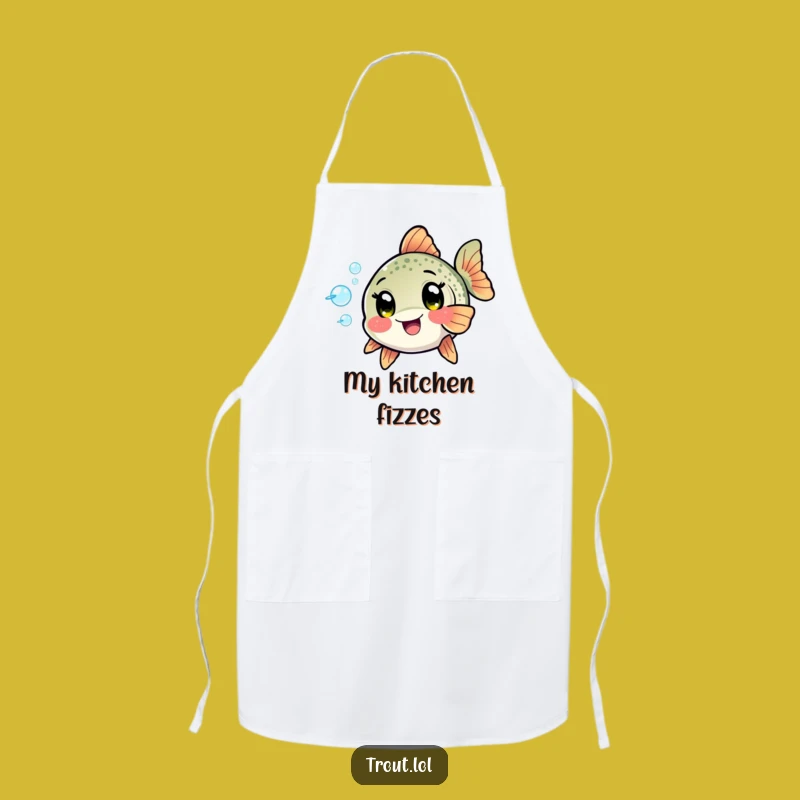 Funny Kawaii Trout Bubbles Apron: Cook with Playful Aquatic Charm