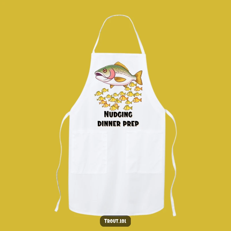 Funny Nudging Trout Apron: Cook with Aquatic Mischief!