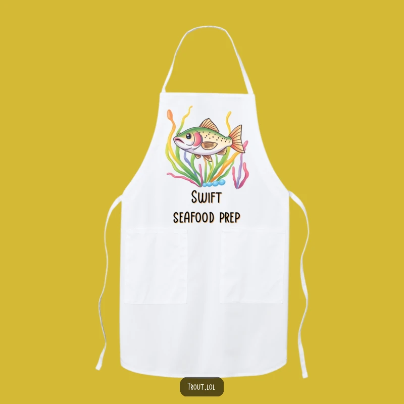 Funny Trout Darting Apron - Aquatic Kitchen Fun, Angler Gift