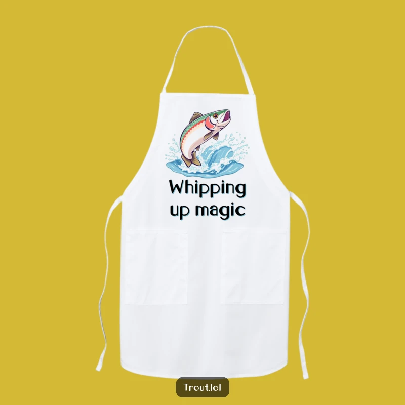 Funny Trout Leap Apron: Joyful Fish Jumping into Sparkling Wave - Kitchen Fun Gift