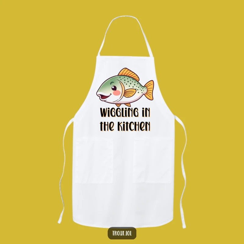 Funny Kawaii Trout Apron: Chef's Happy Wiggle Fish, Great Funny Gift for Cooks