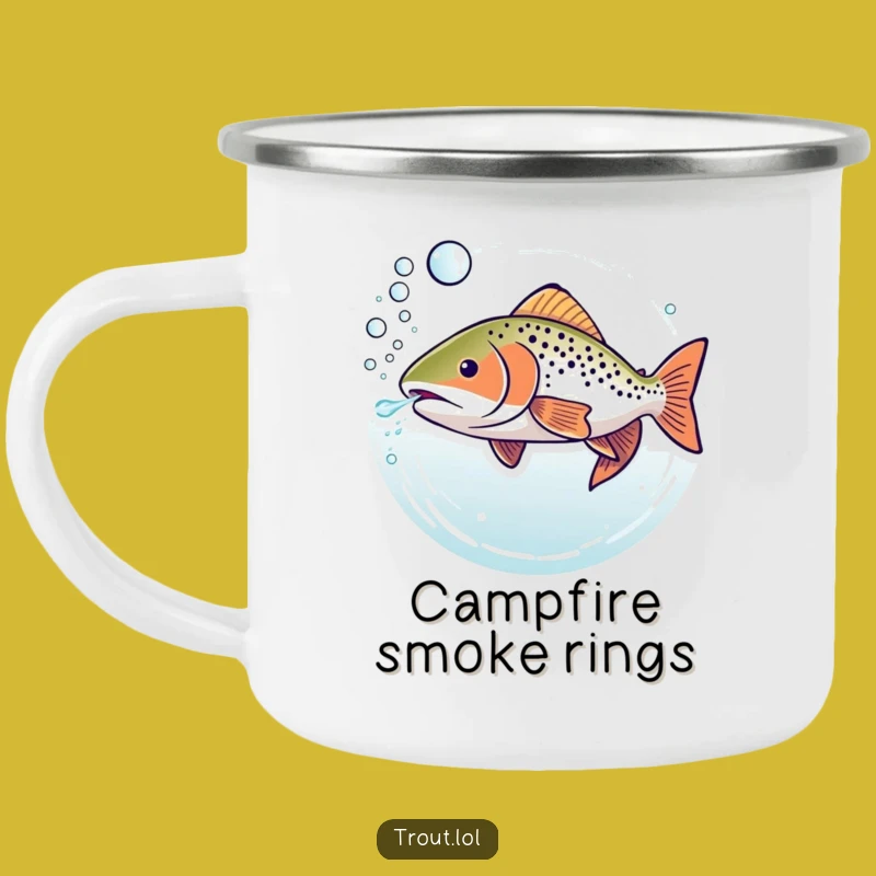 Funny Trout Bubbles Camping Mug: Underwater Fish Blowing Rings - Outdoor Adventure