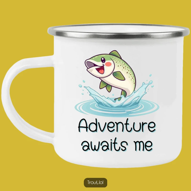 Funny Adventure Trout Camping Mug: Enjoy Coffee with a Hilarious Splashy Outdoor Vibe