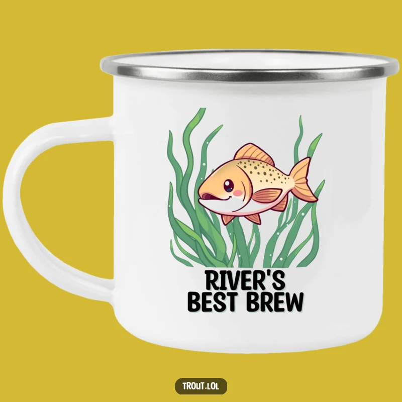 Funny Kawaii Trout Camping Mug: Seaweed Adventures, Perfect Outdoor Fish Gift