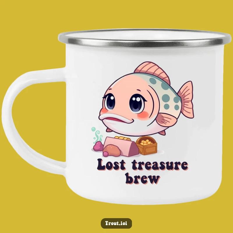 Funny Kawaii Trout Camping Mug: Treasure Hunt Adventures, Perfect Outdoor Gift