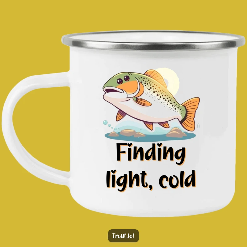 Funny Questing Trout Camping Mug: Adventure Towards the Light!