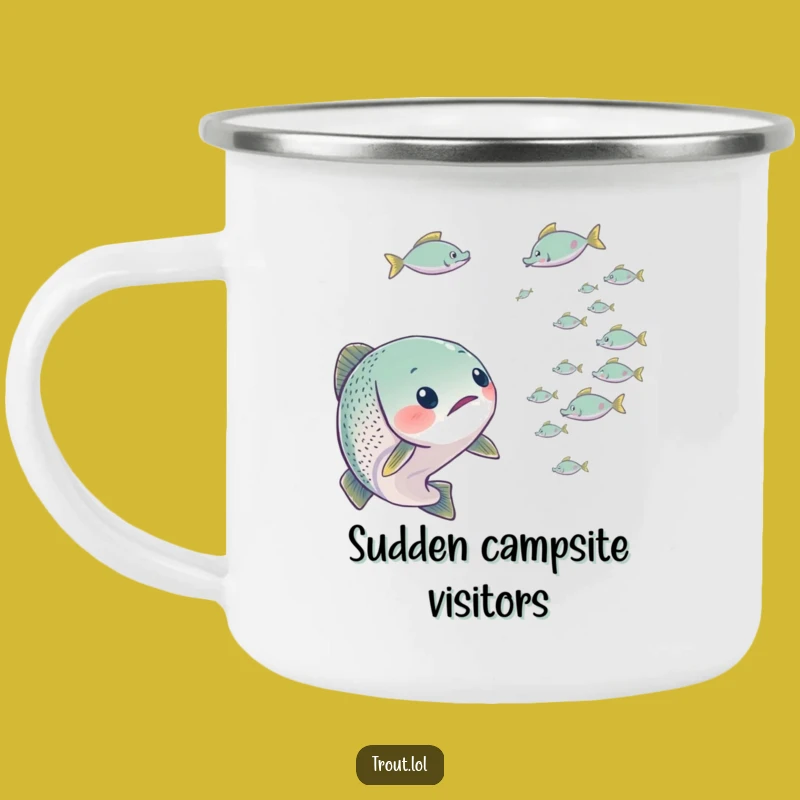 Funny Surprised Trout Camping Mug: Adventure Sips with Shock