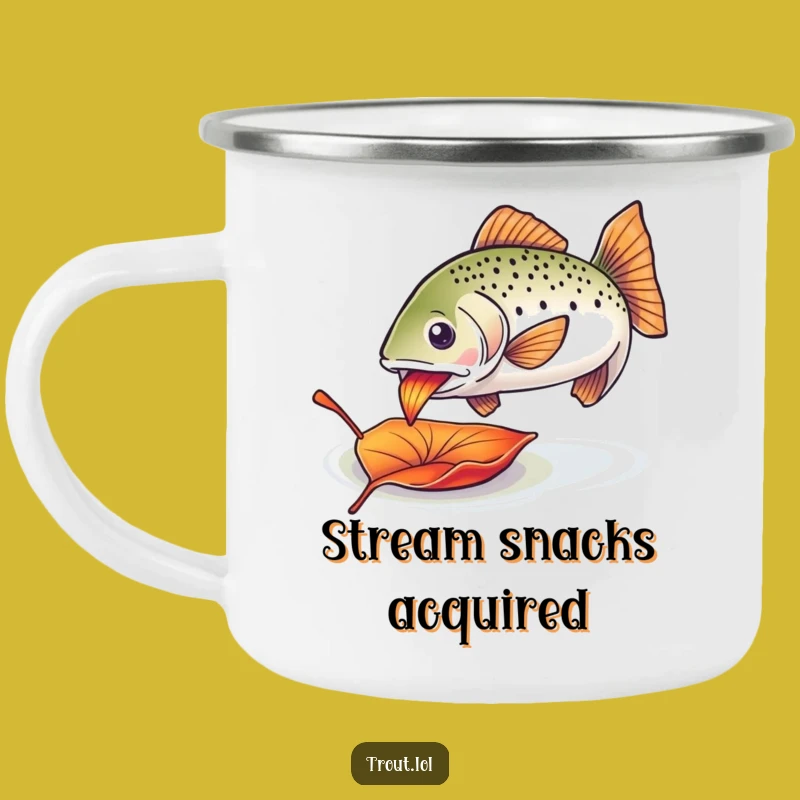 Funny Trout Leaf Camping Mug: Colorful Sips Outdoors!