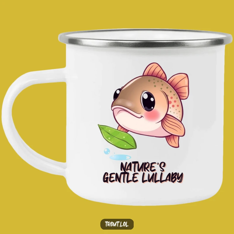 Funny Curious Trout Camping Mug: Adventure with this Hilarious Enamel Fish Cup