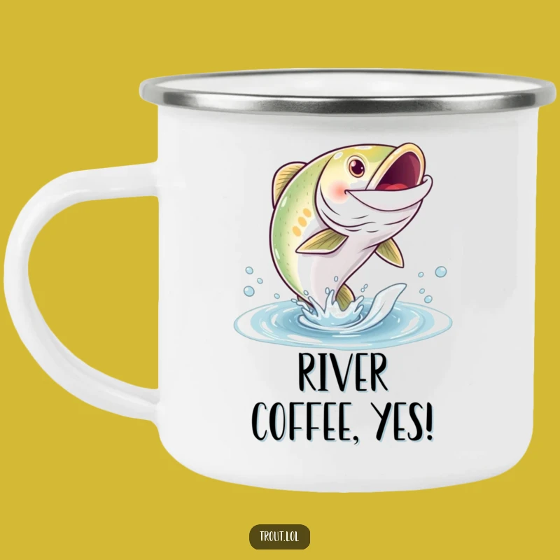 Funny Grinning Trout Camping Mug - Outdoor Fishing Fun, Great Funny Gift