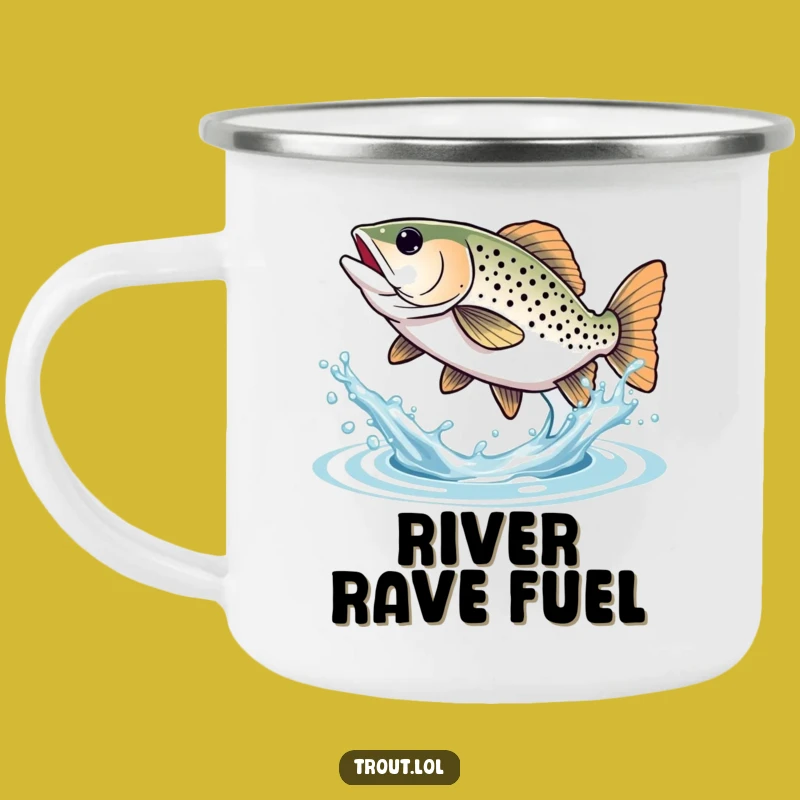 Durable Funny Trout Splash Camping Mug: Adventure Fuel with Fish Tail Delight, Great Funny Gift