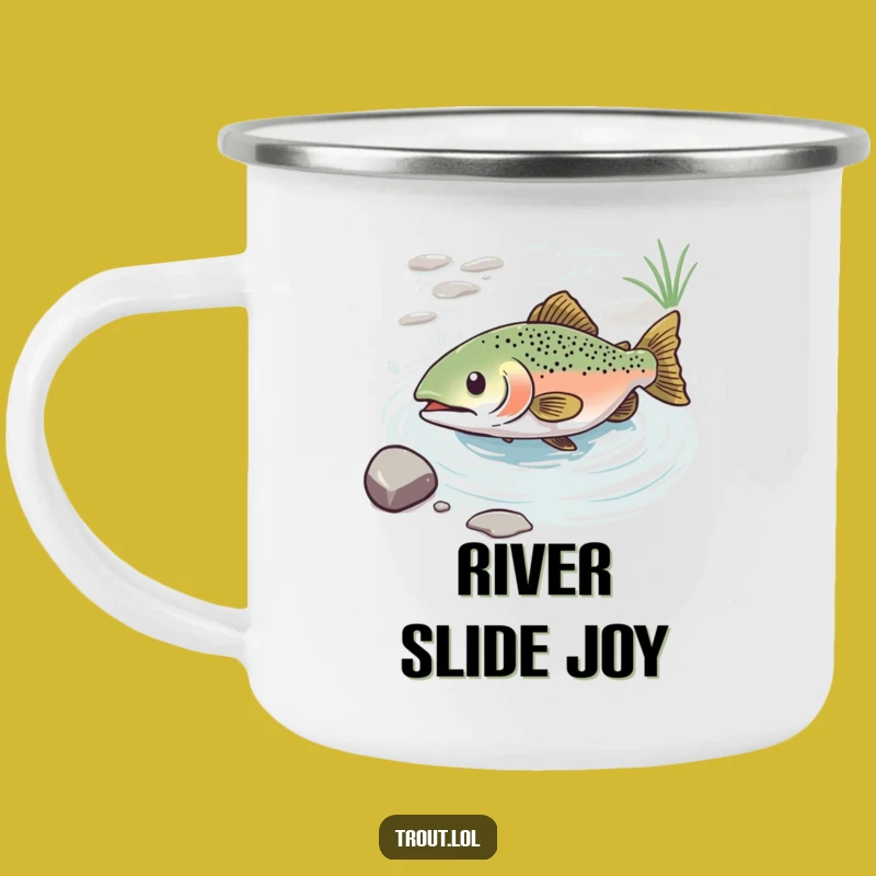 Funny Blissful Trout Camping Mug: Adventure with Serene Flow!