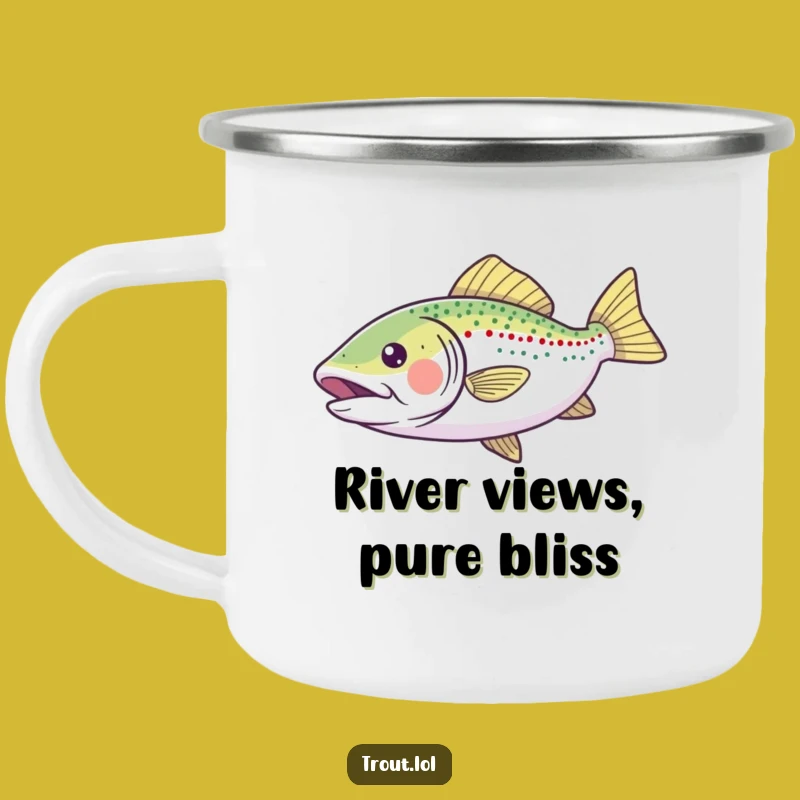 Funny Gliding Trout Camping Mug: Enjoy Outdoors with a Joyful Fish, Perfect Funny Gift