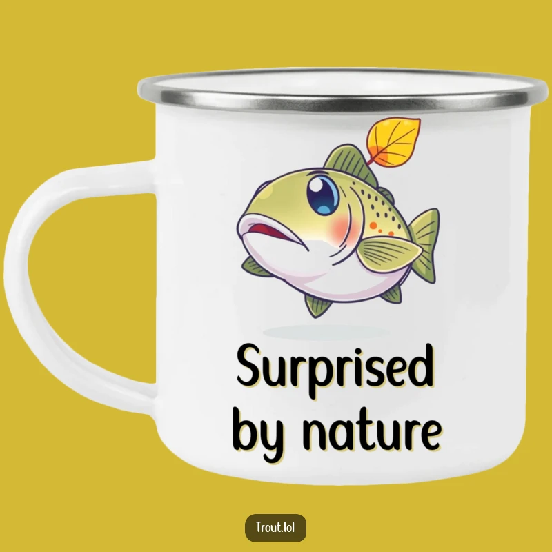 Funny Surprised Trout Camping Mug - Hilarious Outdoor Brew Buddy