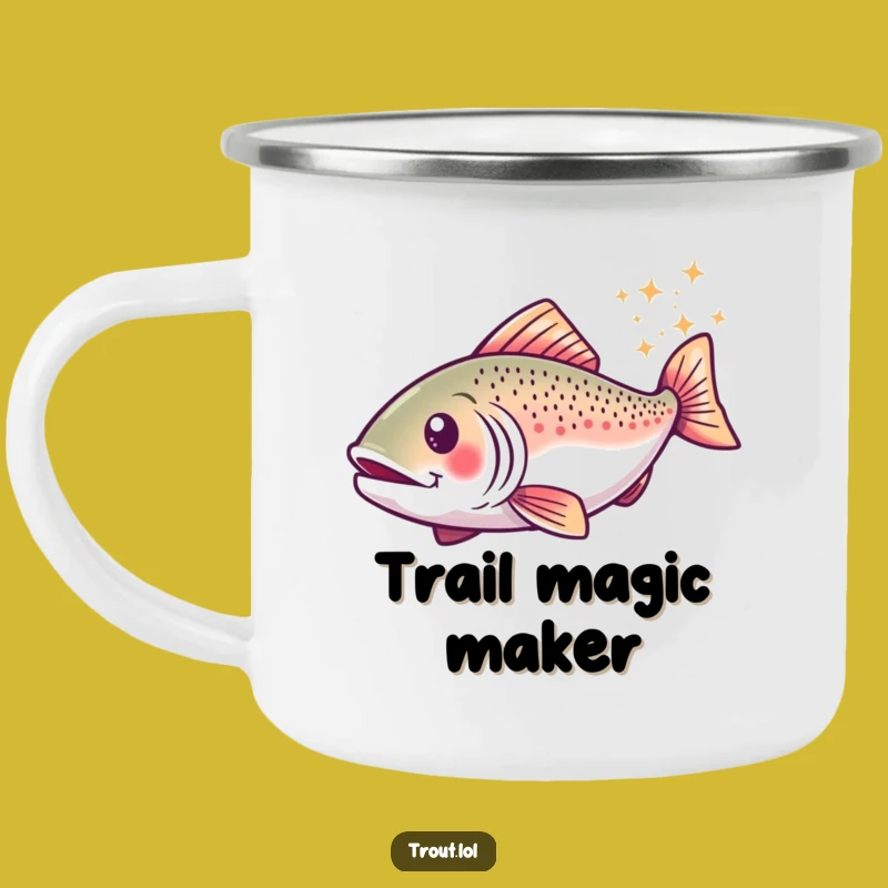 Funny Sparkly Trout Camping Mug: Adventure Sips with Magic