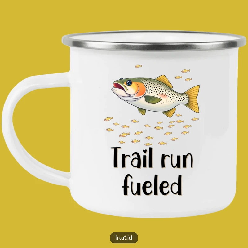 Funny Chasing Trout Camping Mug: Enjoy Campfire Coffee with Aquatic Adventure