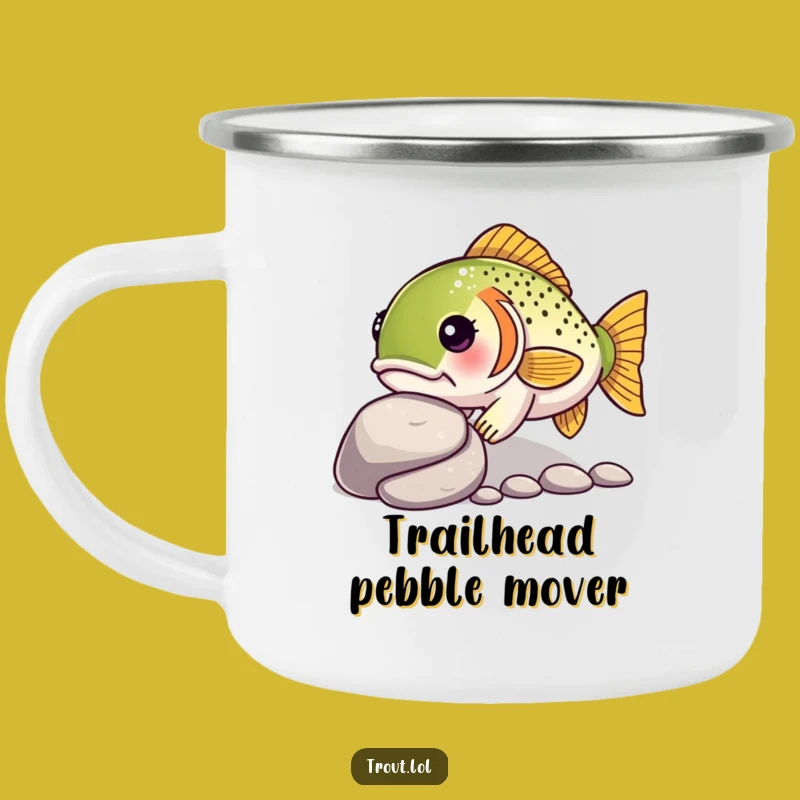 Funny Kawaii Trout Camping Mug: Determined Progress, Perfect Outdoor Gift
