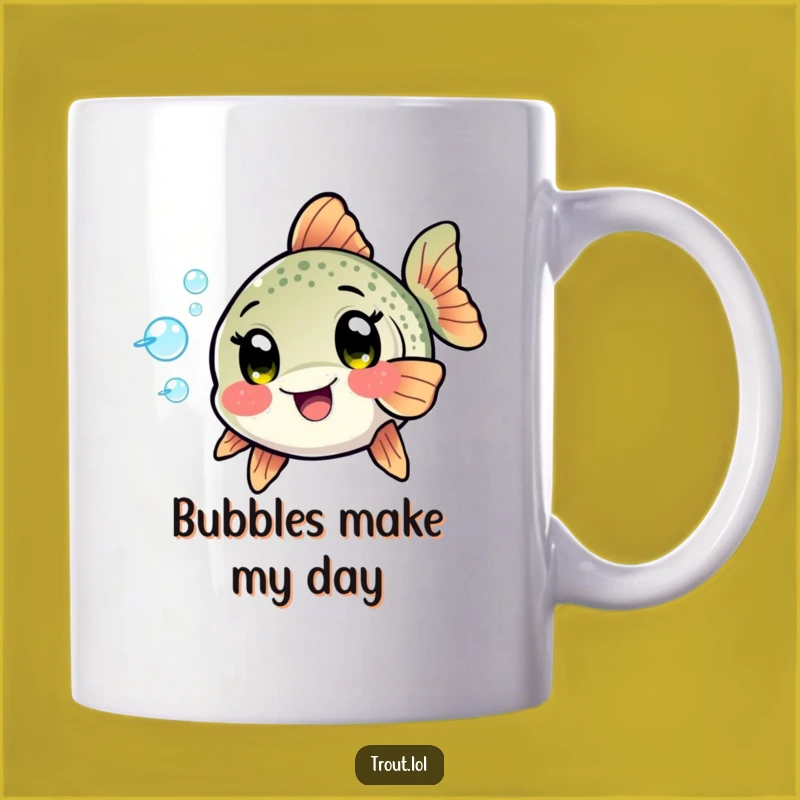 Funny Kawaii Trout Bubbles Mug: Playful Fish Fun, A Perfect Funny Gift