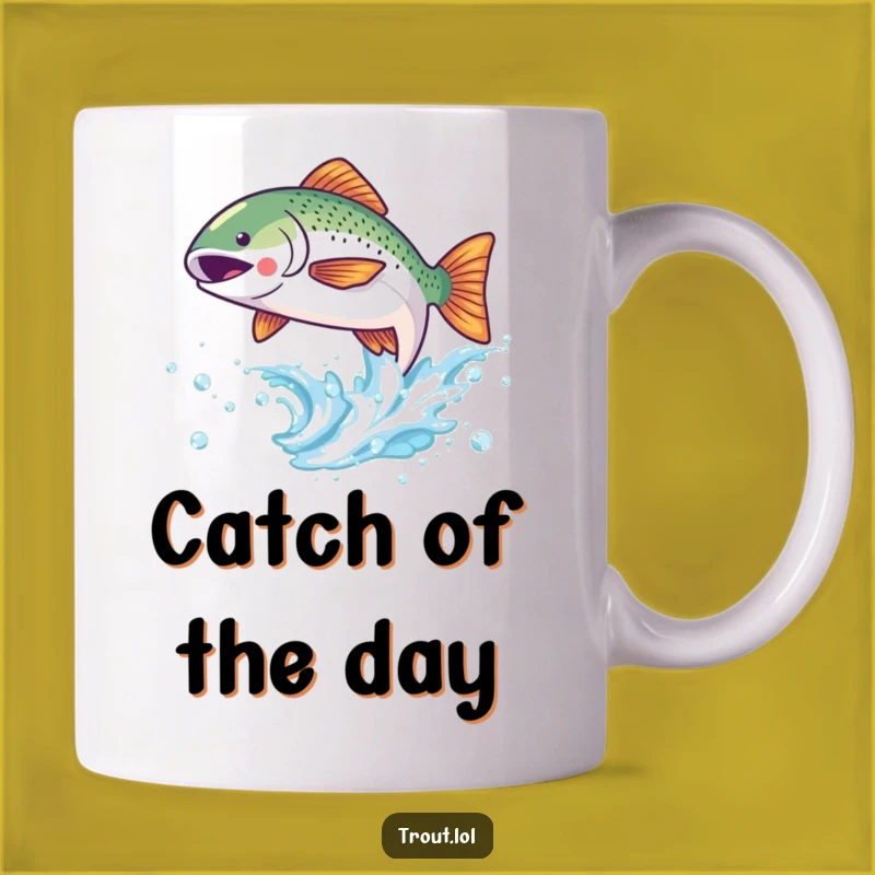 Funny Kawaii Trout Wave Mug - Joyful Fish Character Gift