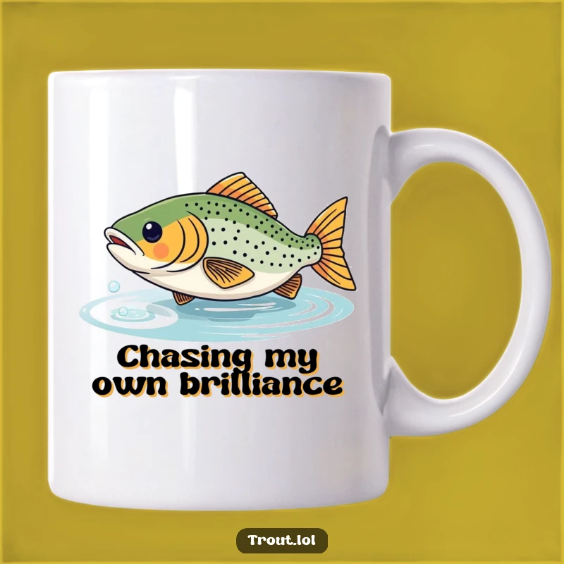 Funny Trout Reflection Mug: A Hilarious Gift for Anglers Who Love a Good Chase