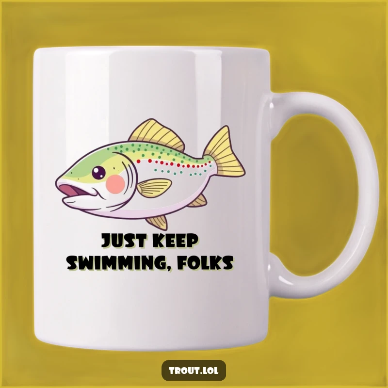 Funny Gliding Trout Mug: A Joyful Fishy Friend for Your Morning Brew, Perfect Funny Gift