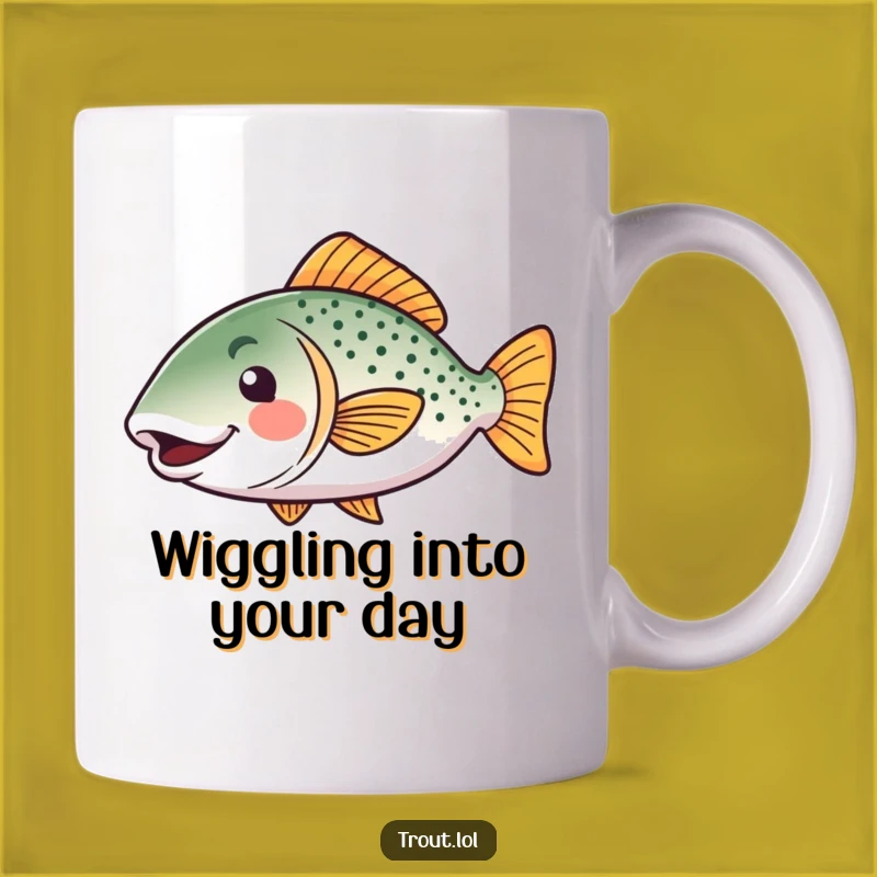 Funny Kawaii Trout Mug: Happy Wiggle Fish, Perfect Funny Gift for Anglers