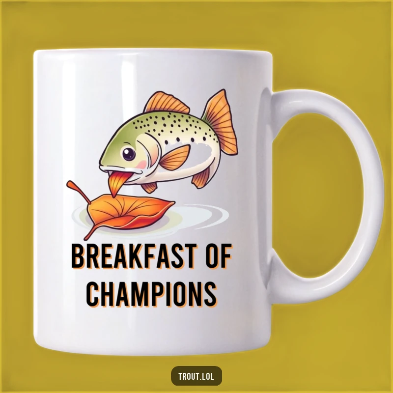 Funny Nibbling Trout Mug: Colorful Leaf Fun for Anglers!