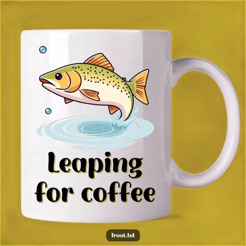 Funny Trout Leap Mug: Happy Fish Jumping, Perfect Fishing Funny Gift