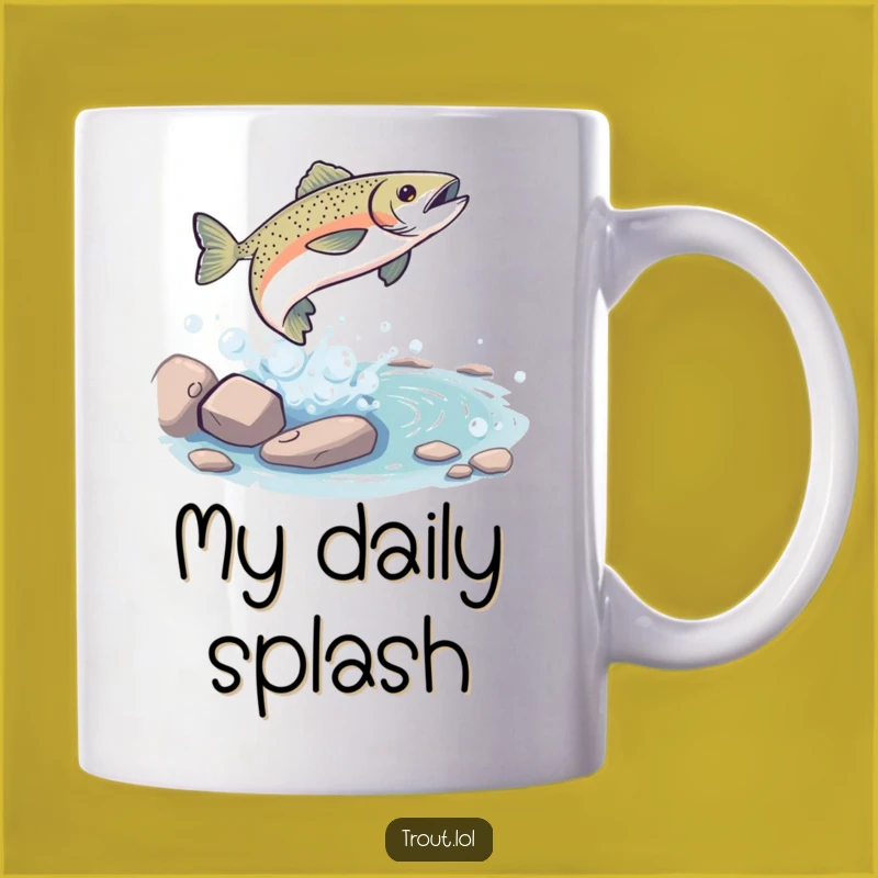 Funny Trout Leap Mug: Playful Stream Splash, Perfect Humorous Gift for Anglers