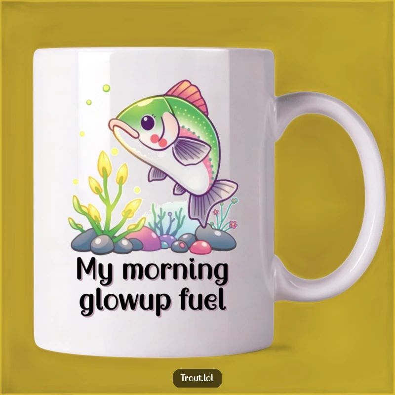 Funny Trout's Glowing Plant Quest Mug: A Hilarious Underwater Adventure Gift