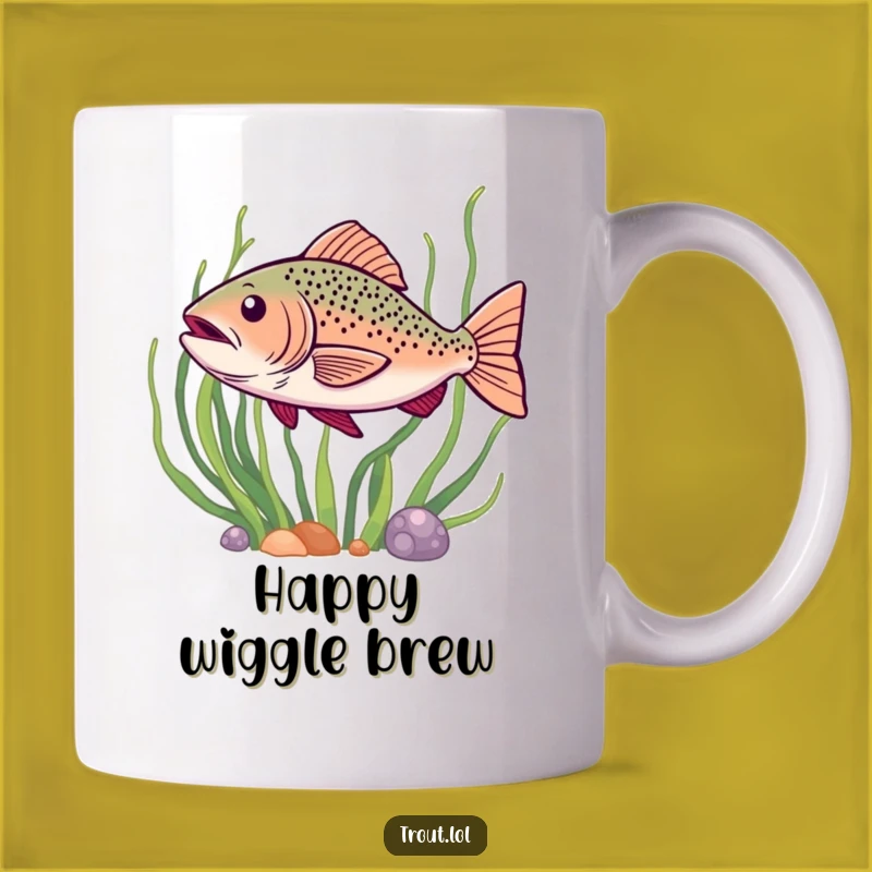 Funny Happy Wiggle Trout Mug - Joyful & Funny Gift for Fish Fans!