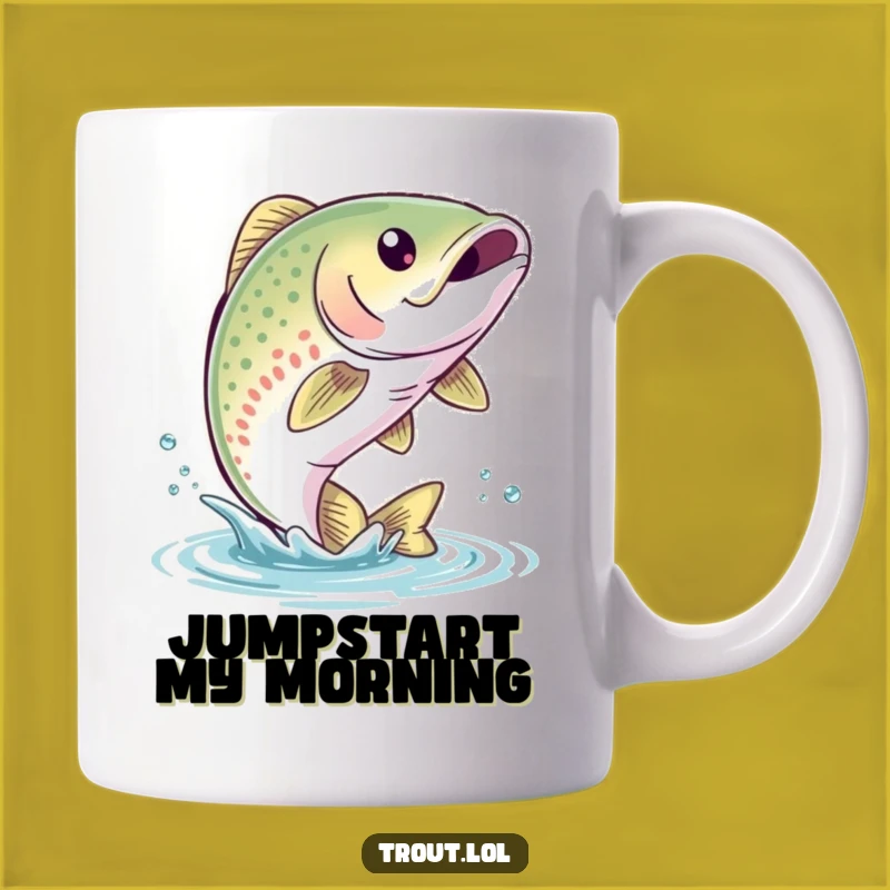 Funny Trout Leap Mug: Hilarious Fish Gift for Anglers and Water Lovers