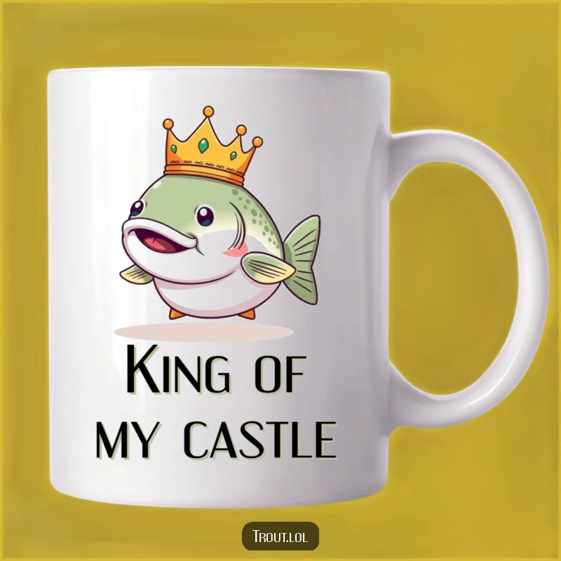 Funny Regal Trout Crown Mug - Smug Fish Character Gift