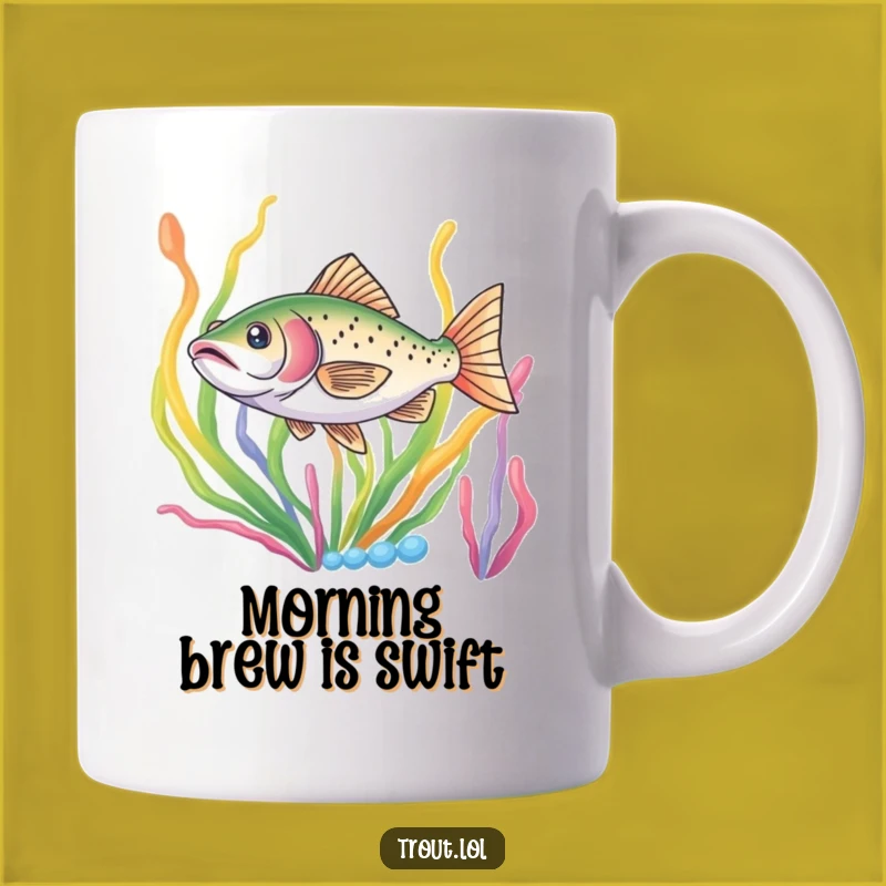 Funny Trout Darting Mug - Aquatic Adventure, Colorful Underwater Gift